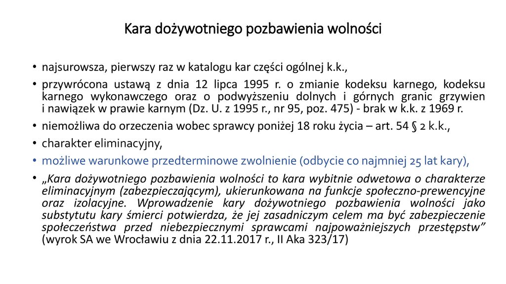 NAUKA O KARZE mgr Katarzyna Piątkowska Katedra Prawa Karnego